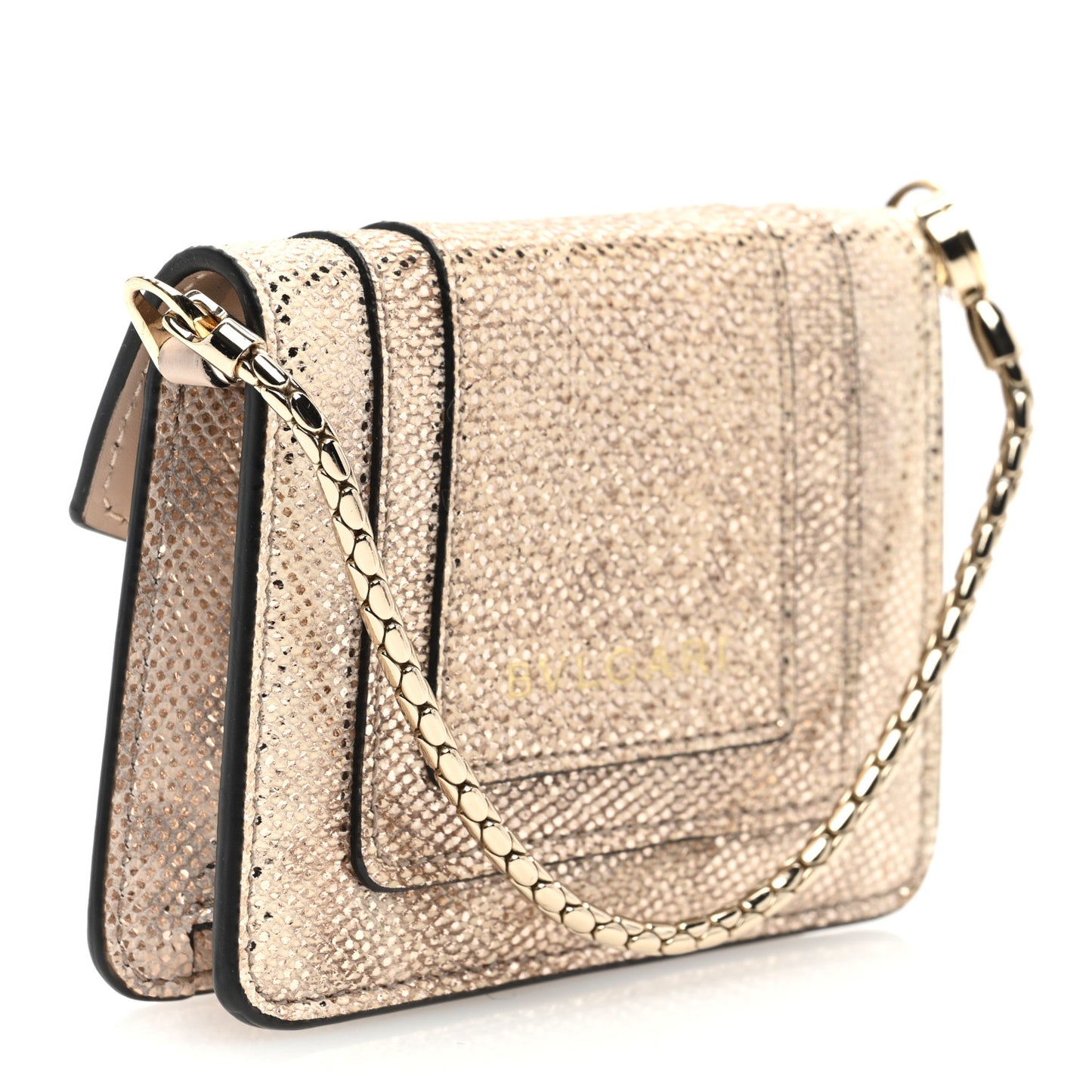 Metallic Calfskin Serpenti Forever Miniature Bag Charm Light Gold Sea Salt Coral