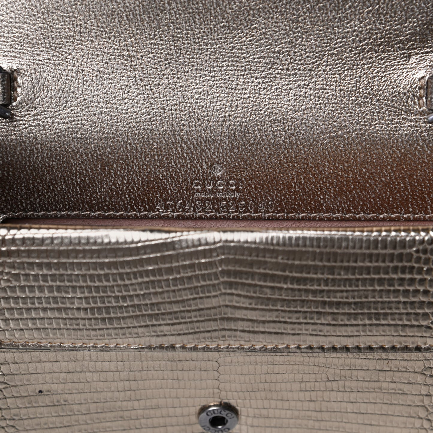 Metallic Lizard Super Mini Dionysus Shoulder Bag Gold