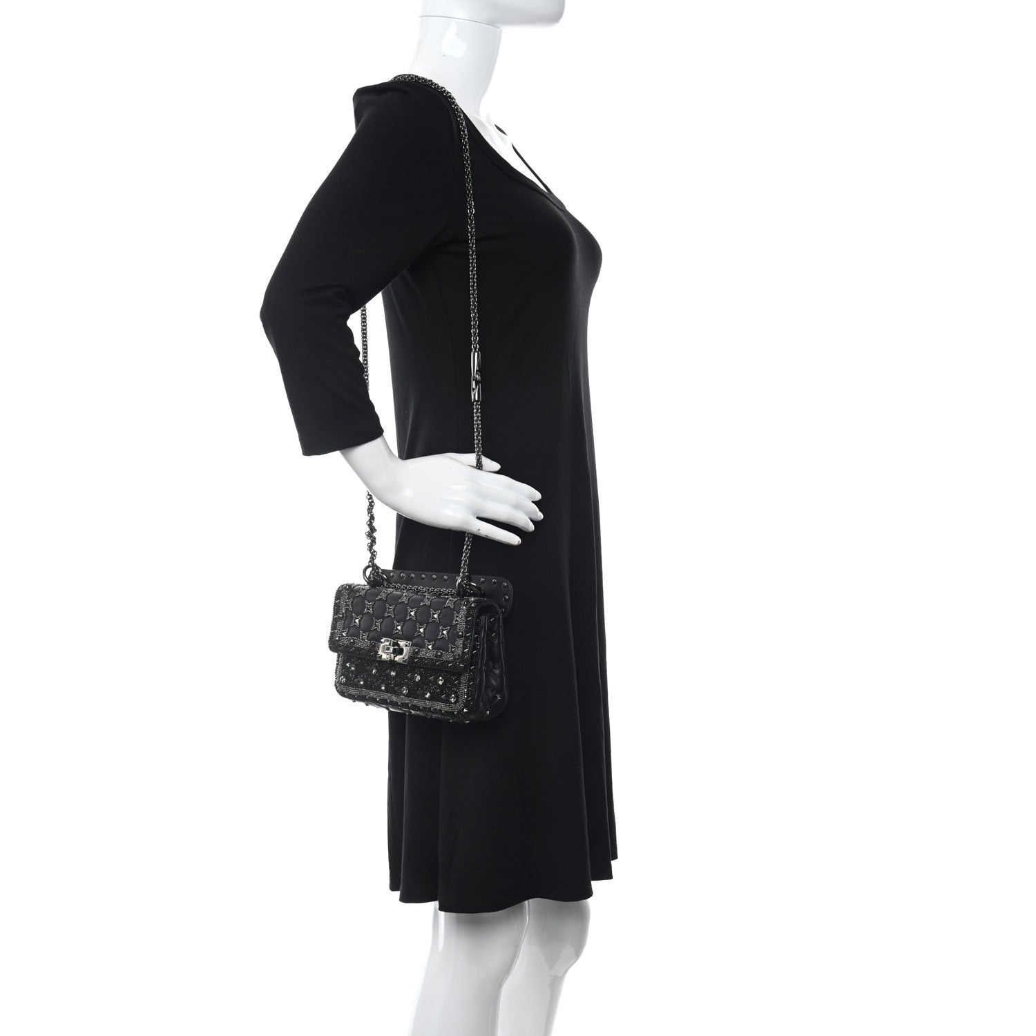 Valentino Garavani Beaded Small Rockstud Spike It Shoulder Bag Black 2 of 9
