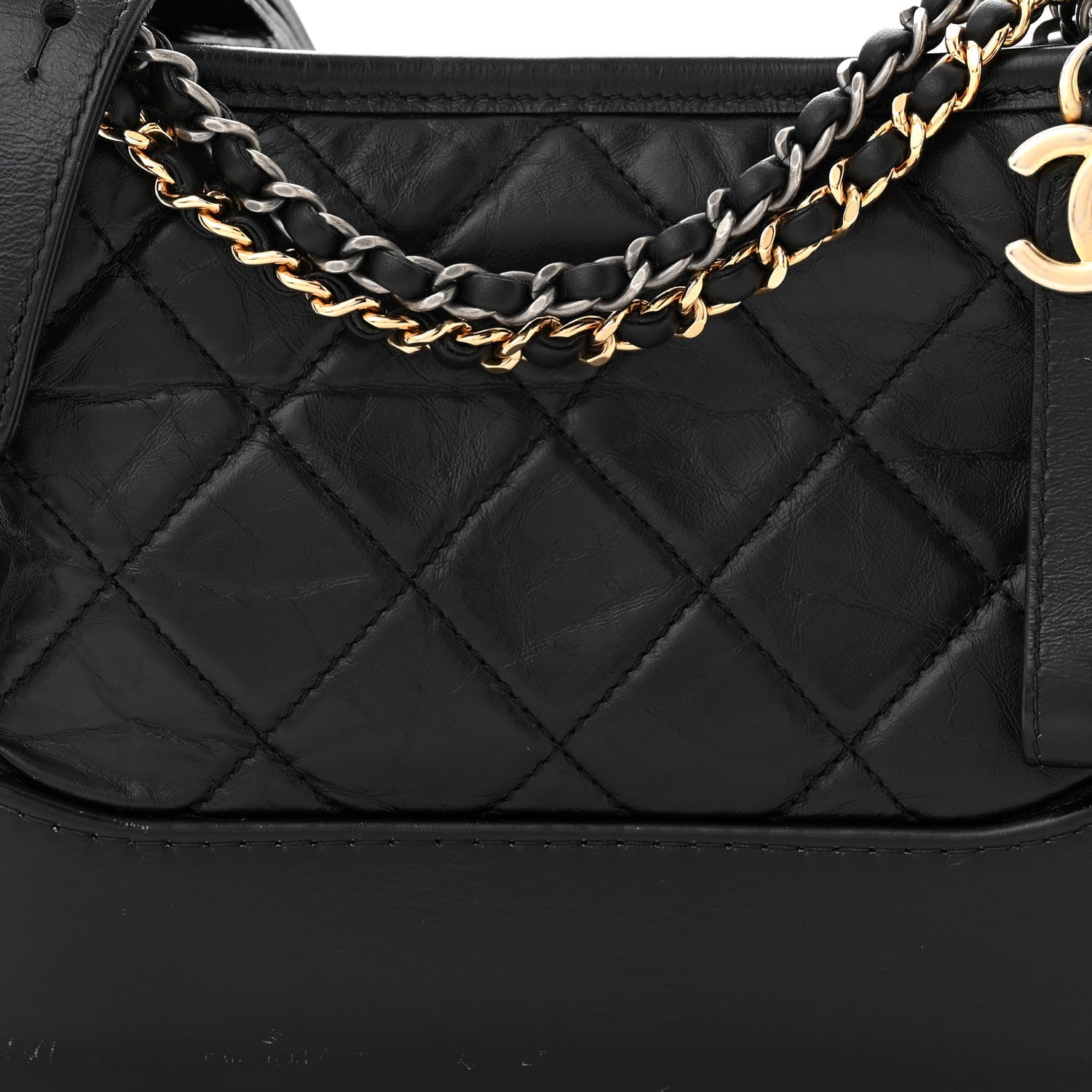 Chanel Aged Calfskin Quilted Small Gabrielle Hobo Black 8 of 12