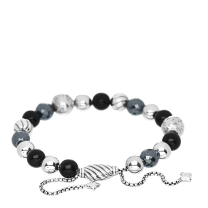 David Yurman Sterling Silver Black Onyx Hematine 8mm Elements Bead Bracelet 2 of 3