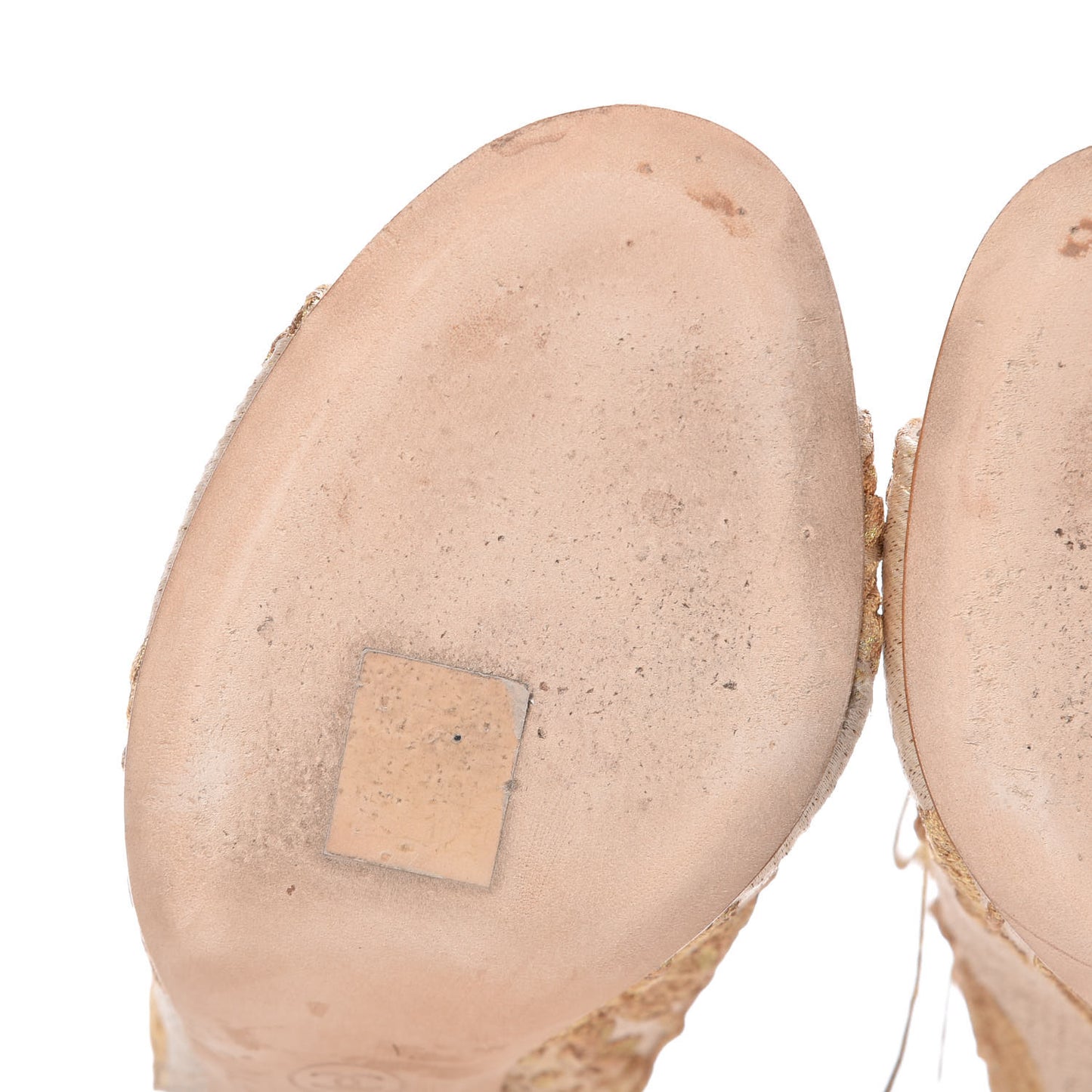 Brocade Lace Up Open Toe Booties 39.5 Beige