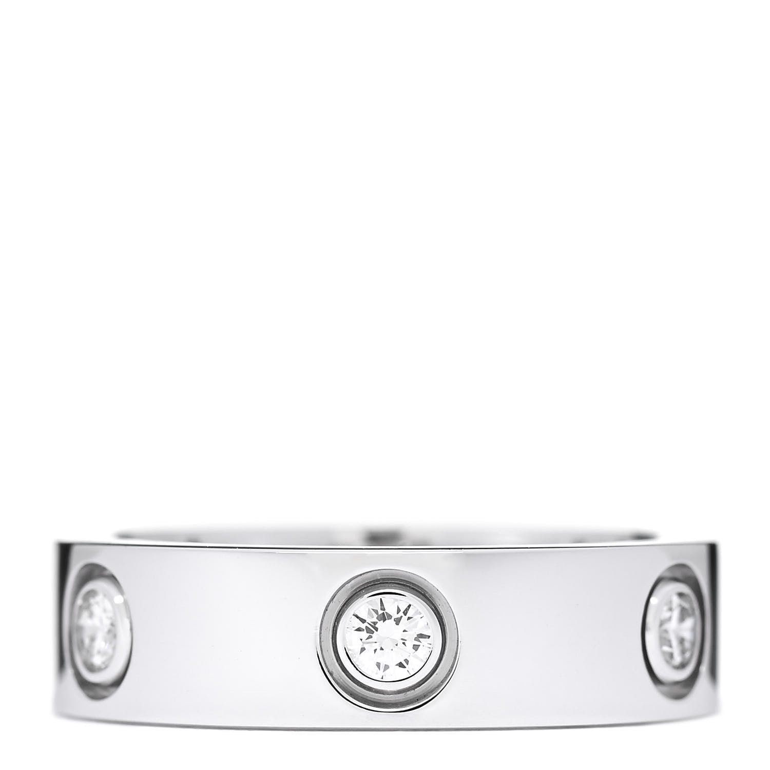 Cartier 18K White Gold 6 Diamond 5.5mm LOVE Ring 53 6.5 1 of 7