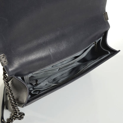 Chanel Lambskin Quilted Large Boy Flap Dark Grey 13 of 16