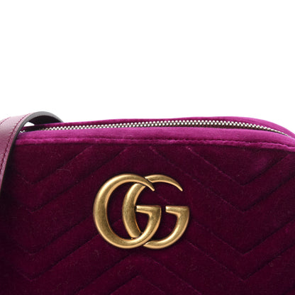Gucci Velvet Matelasse Small GG Marmont Chain Shoulder Bag Fuchsia Violet Cyclamen 10 of 10