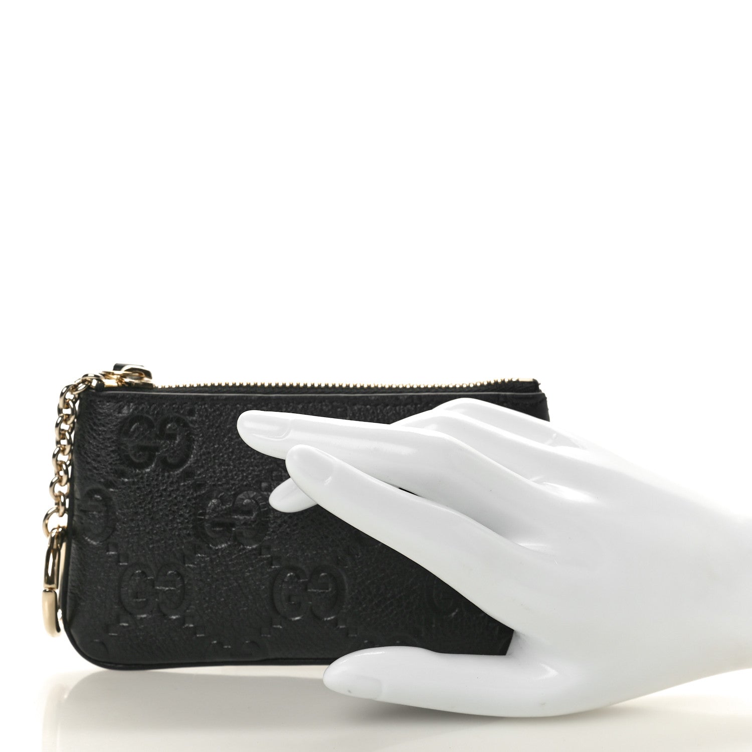 Gucci Guccissima GG Emblem Zip Key Case Black 2 of 8