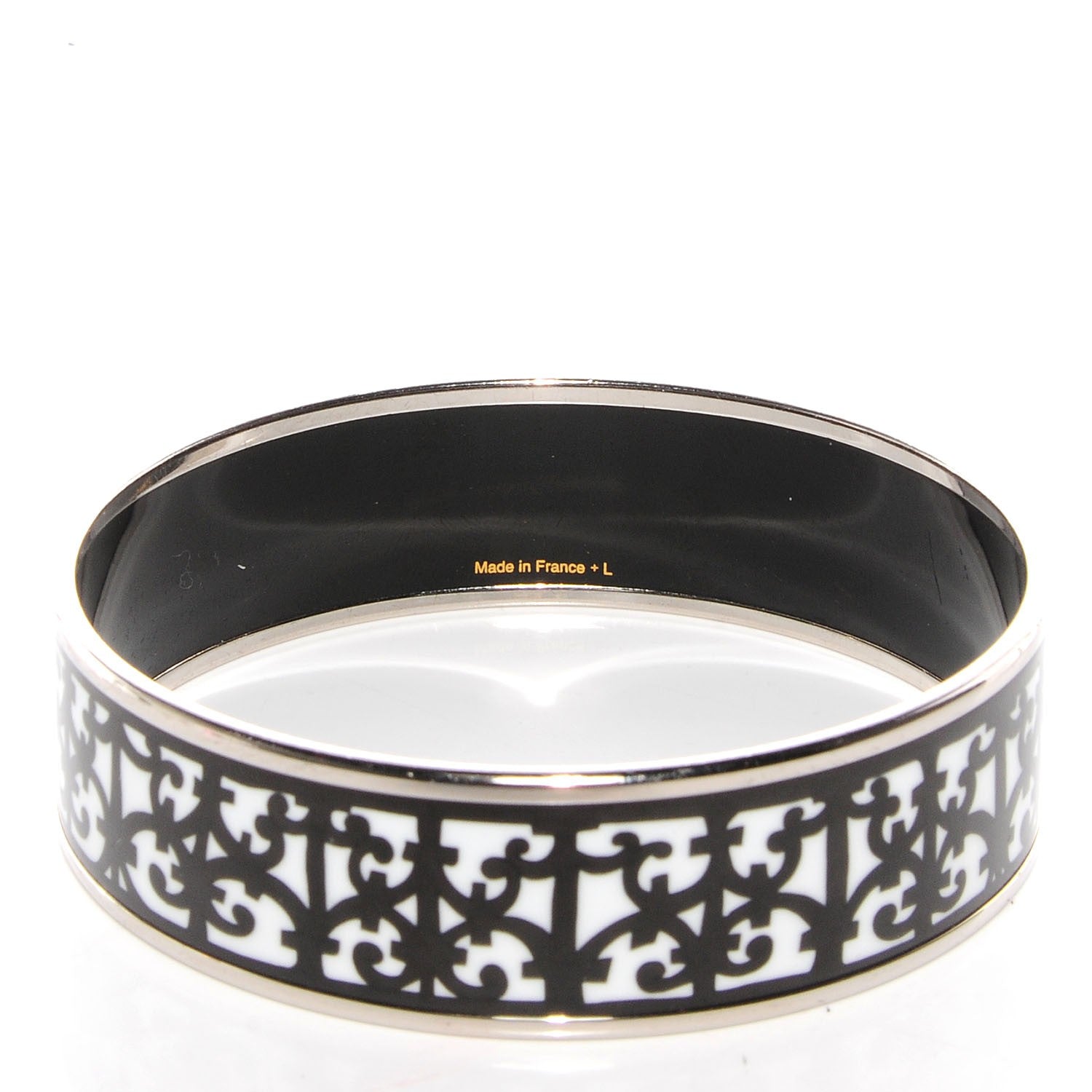 Hermes Enamel Printed Wide Balcons du Guadalquivir Bracelet 70 Black 4 of 5