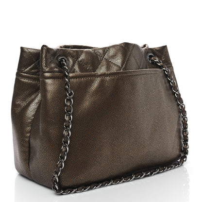 Chanel Metallic Caviar Quilted Large Timeless CC Soft Tote Bronze 3 of 11