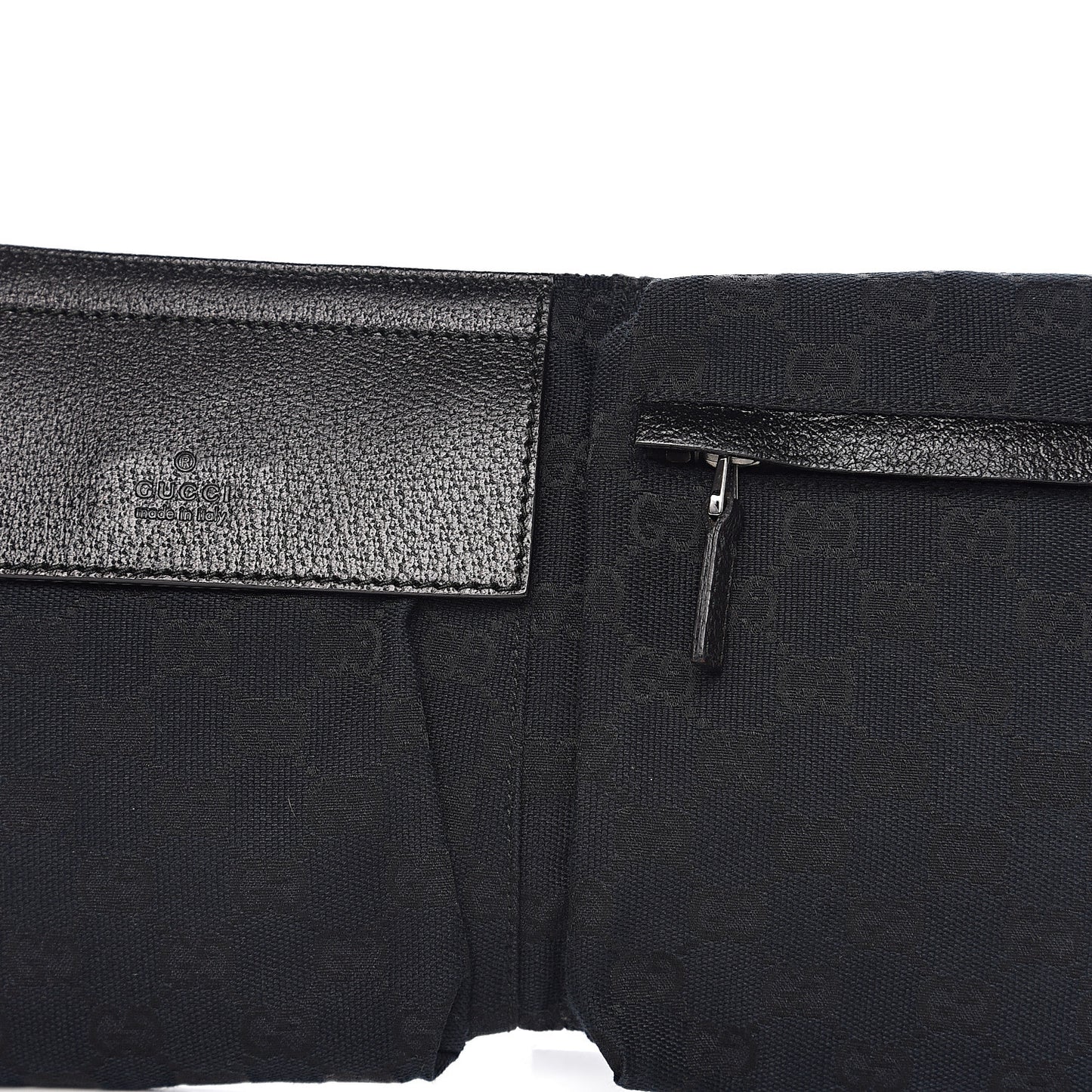 GG Monogram Web Double Pocket Belt Bag Black