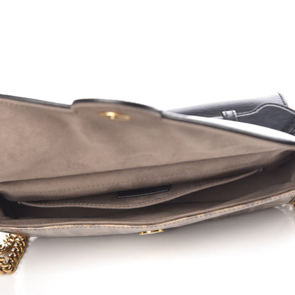 Fendi Vitello Grace Glazed Fabric FF 1974 Double F Shoulder Bag Black Mogano Panna 7 of 10