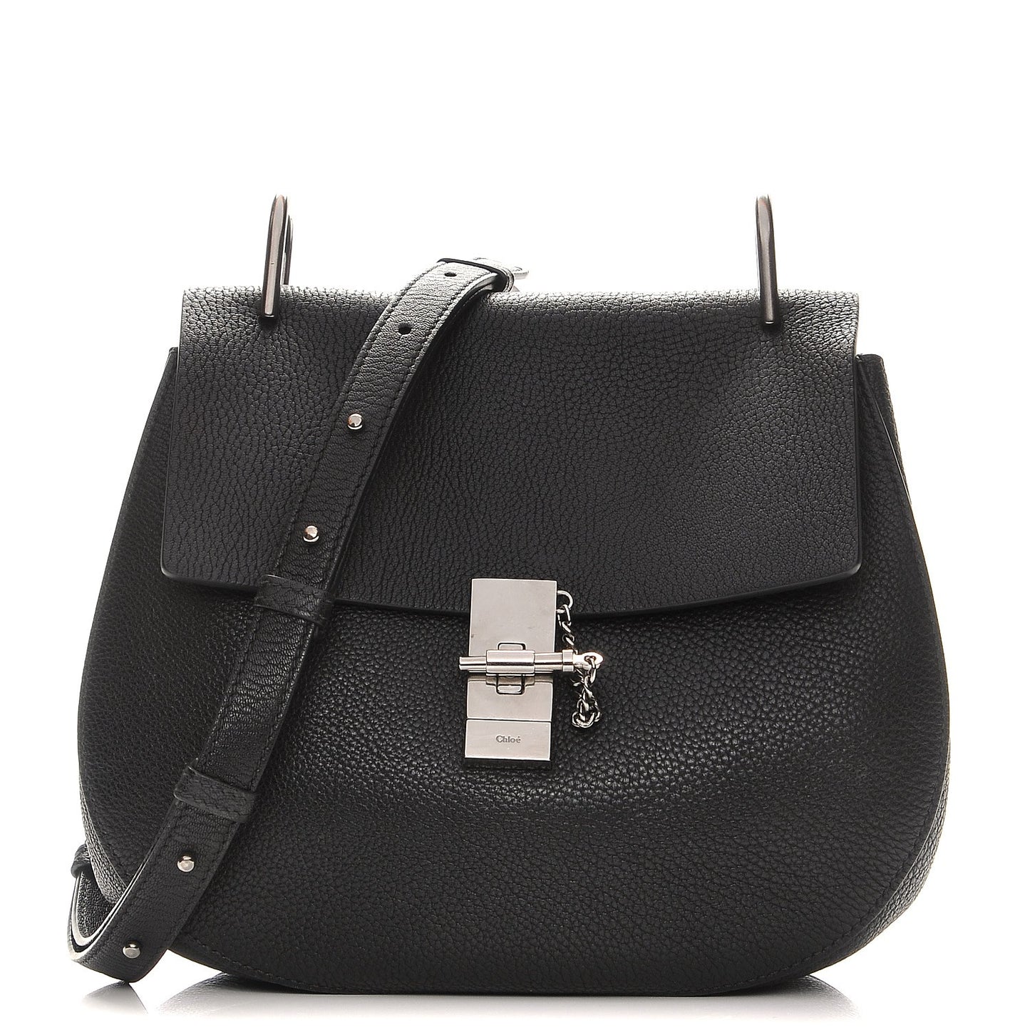 Grained Lambskin Medium Drew Shoulder Bag Black