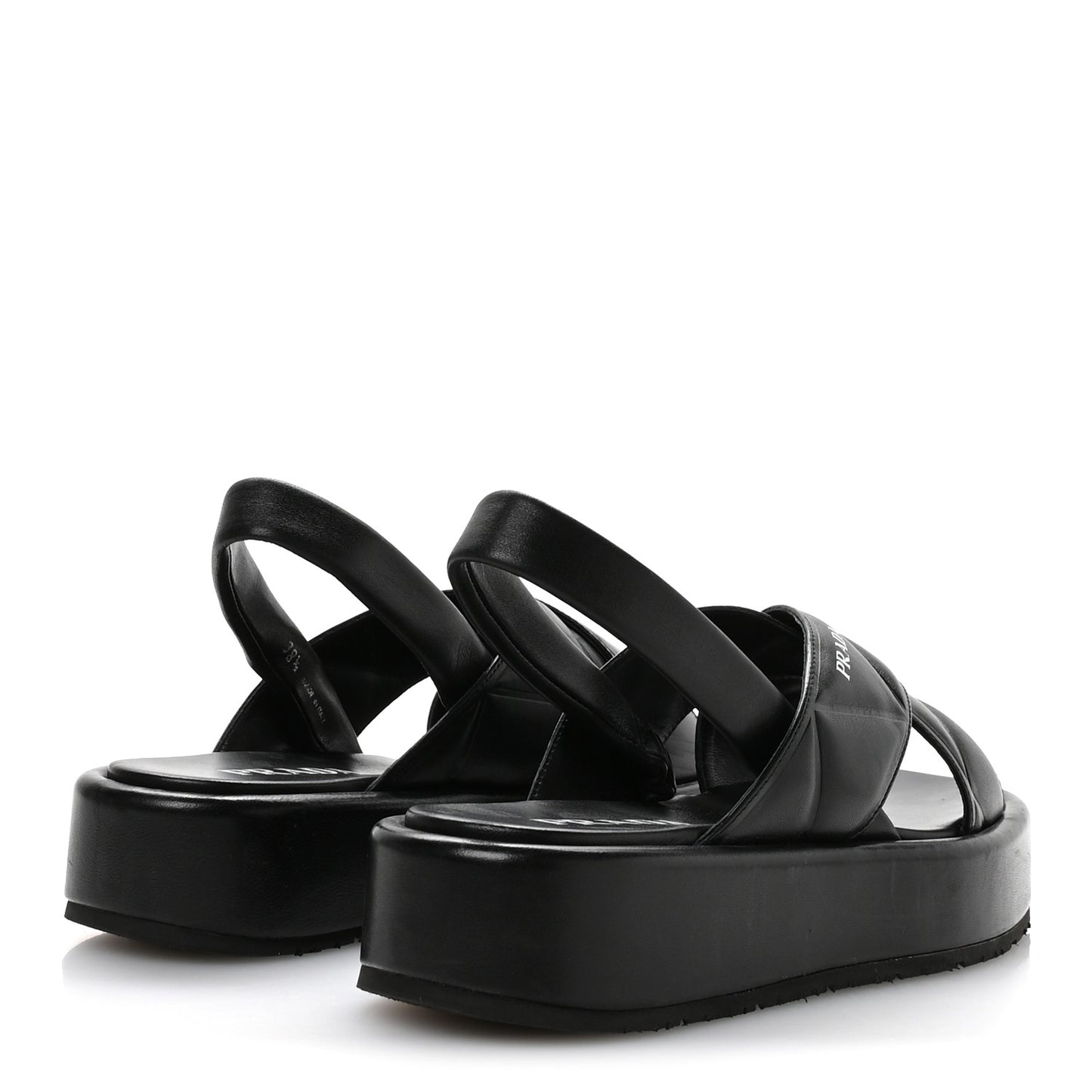 Nappa Quilted Padded Platform Slingback Sandals 38.5 Black