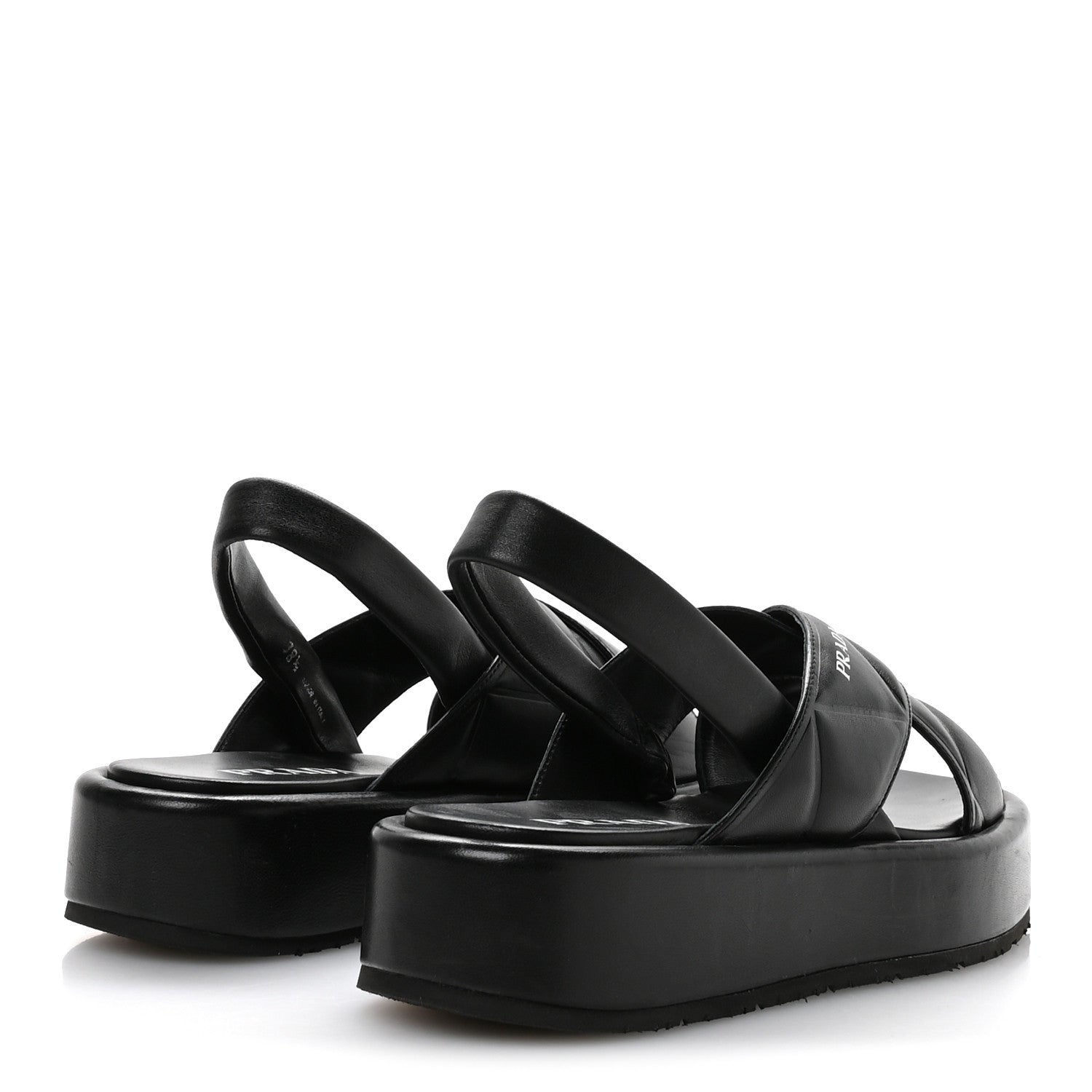 Prada Nappa Quilted Padded Platform Slingback Sandals 38.5 Black 5 of 8