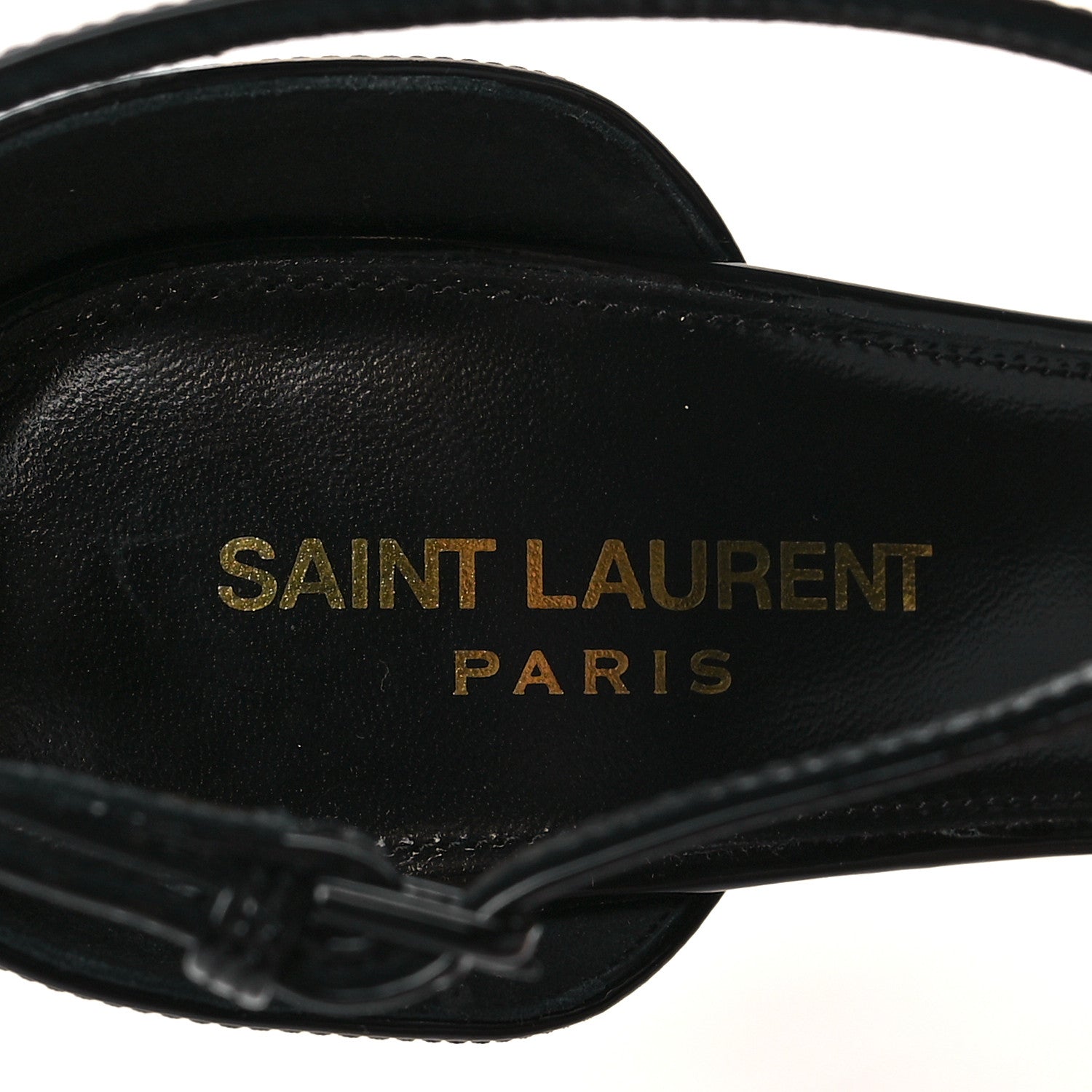 Saint Laurent Patent Calfskin Opyum 85 Sandals 37.5 Black Gold 8 of 9