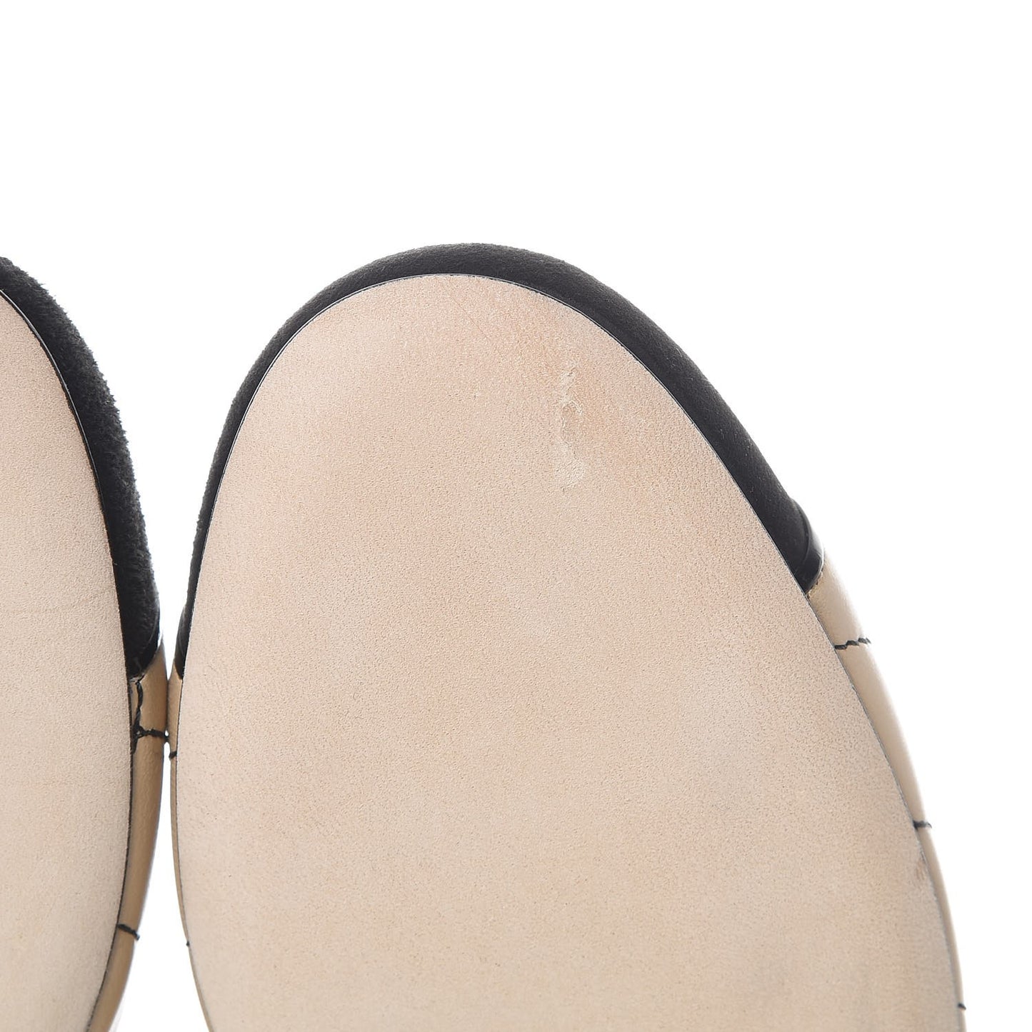 Lambskin Suede Quilted Cap Toe Pumps 38.5 Beige Black