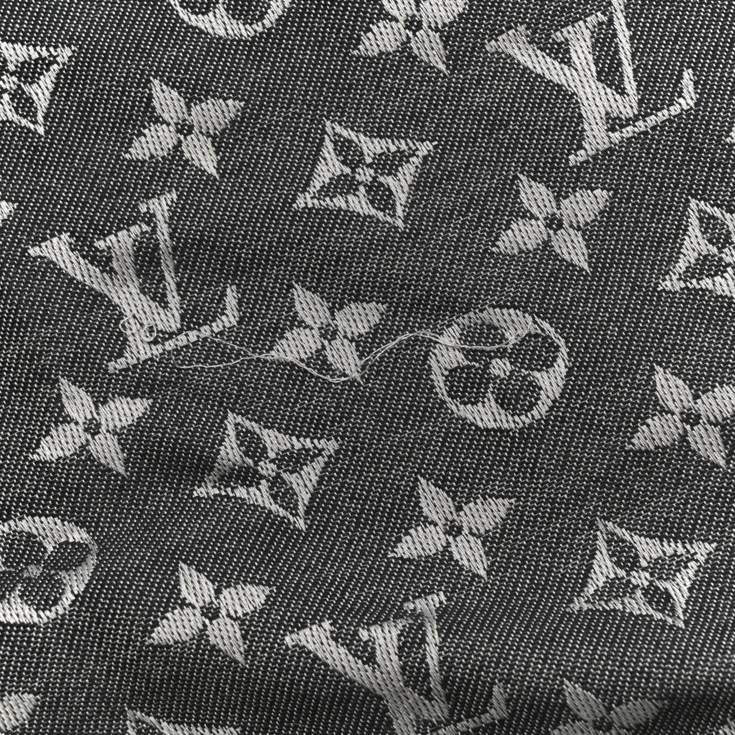 Silk Wool Monogram Denim Shawl Black