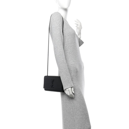 Saint Laurent Grain De Poudre Small Monogram Monochrome Kate Satchel Black 2 of 10