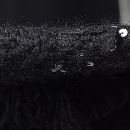 Chanel Cashmere Silk Sequin CC Scarf Black 7 of 7