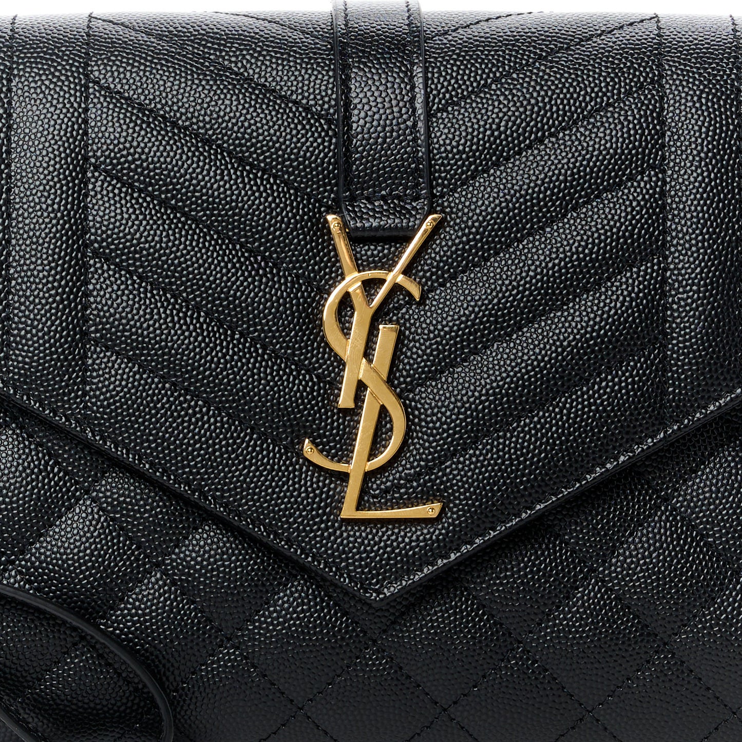 Grain De Poudre Textured Mixed Matelasse Triquilt Monogram Clutch Black