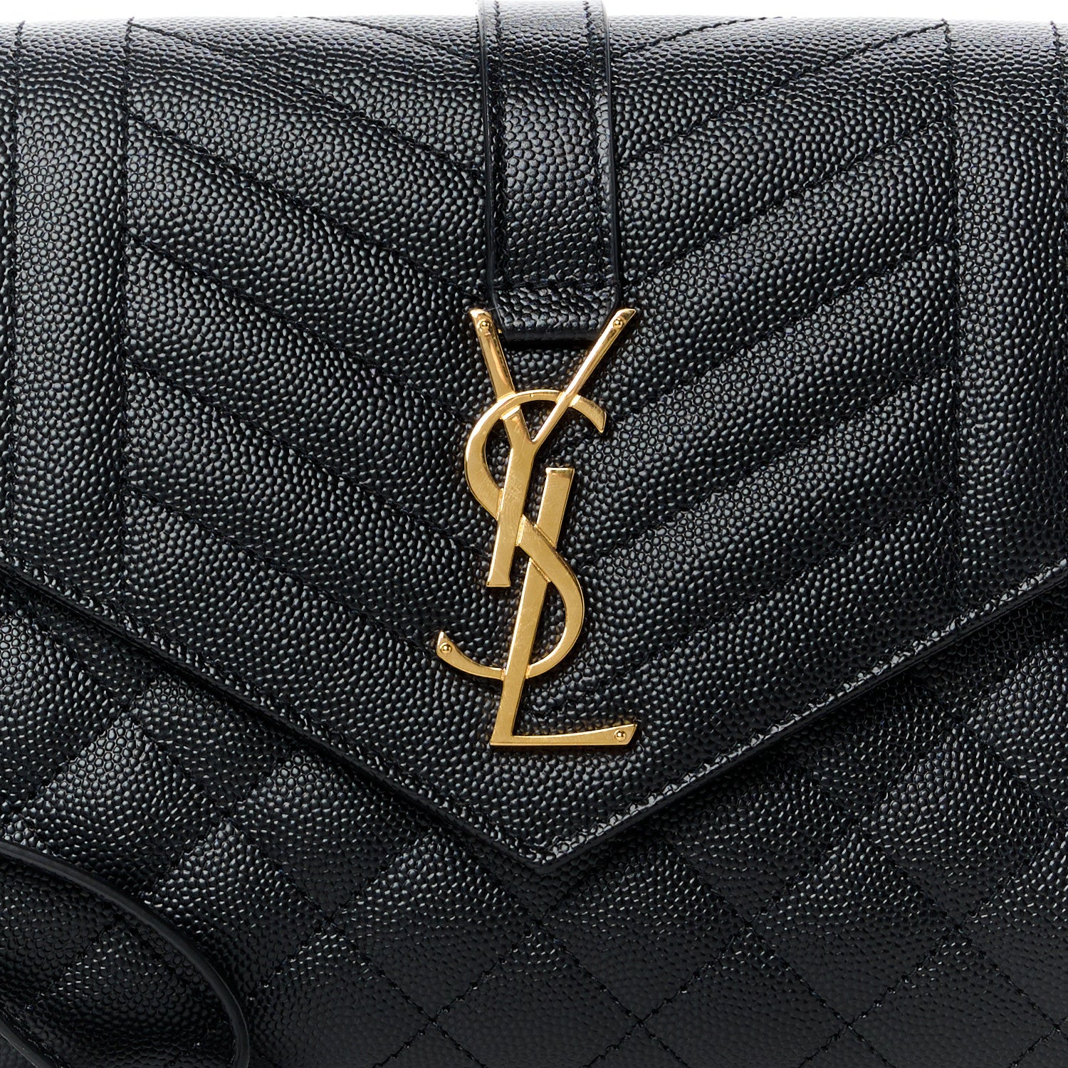 Saint Laurent Grain De Poudre Textured Mixed Matelasse Triquilt Monogram Clutch Black 8 of 11
