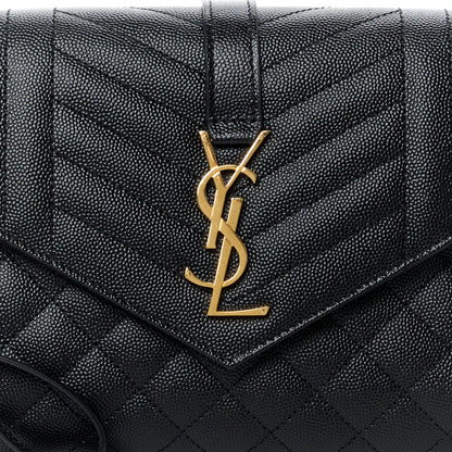 Saint Laurent Grain De Poudre Textured Mixed Matelasse Triquilt Monogram Clutch Black 8 of 11
