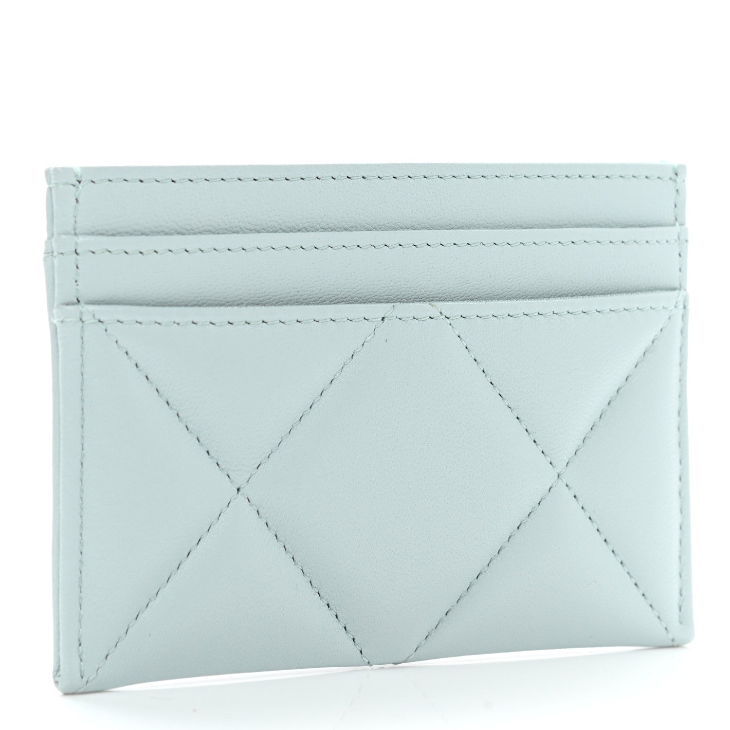 Chanel Lambskin Quilted Chanel 19 Card Holder Light Blue 3 of 9