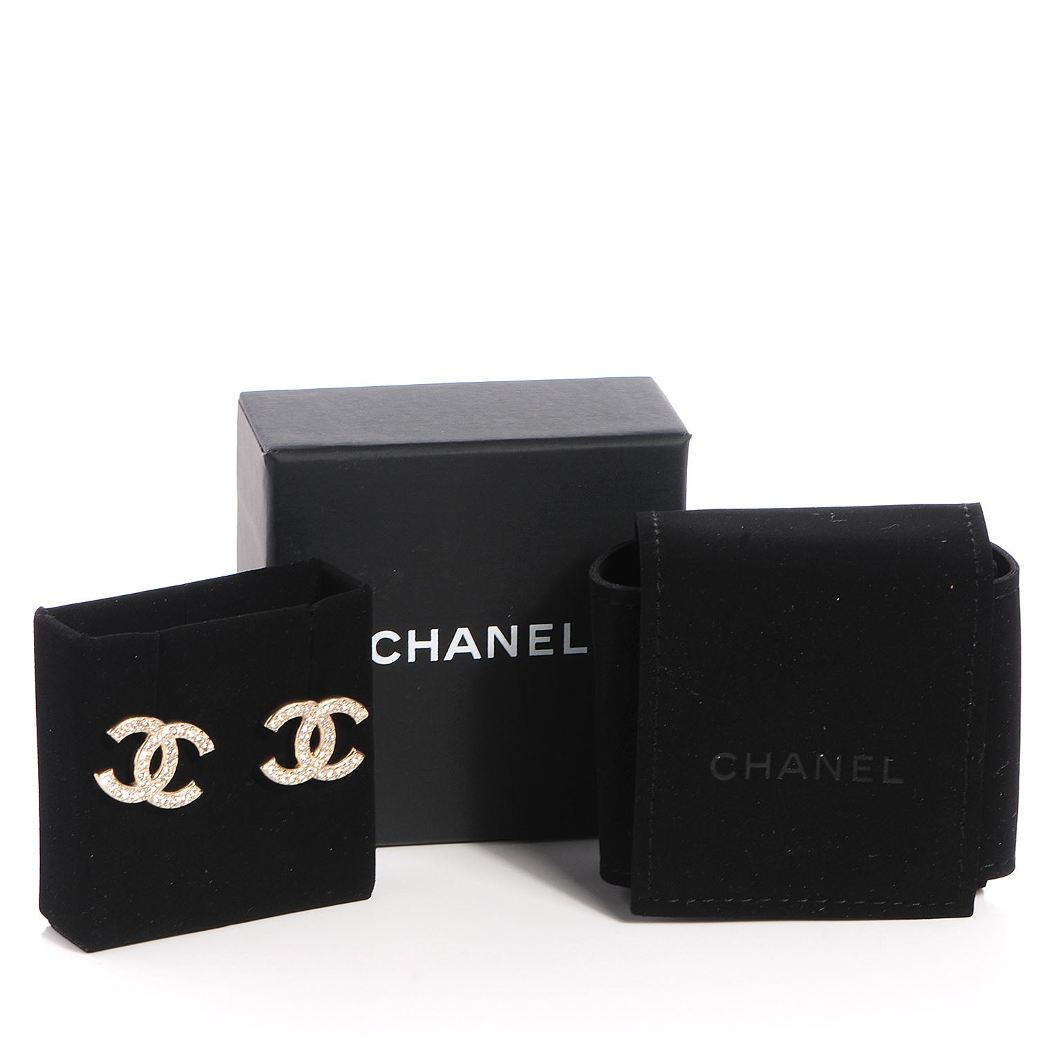 Chanel Crystal CC Earrings Gold 5 of 5