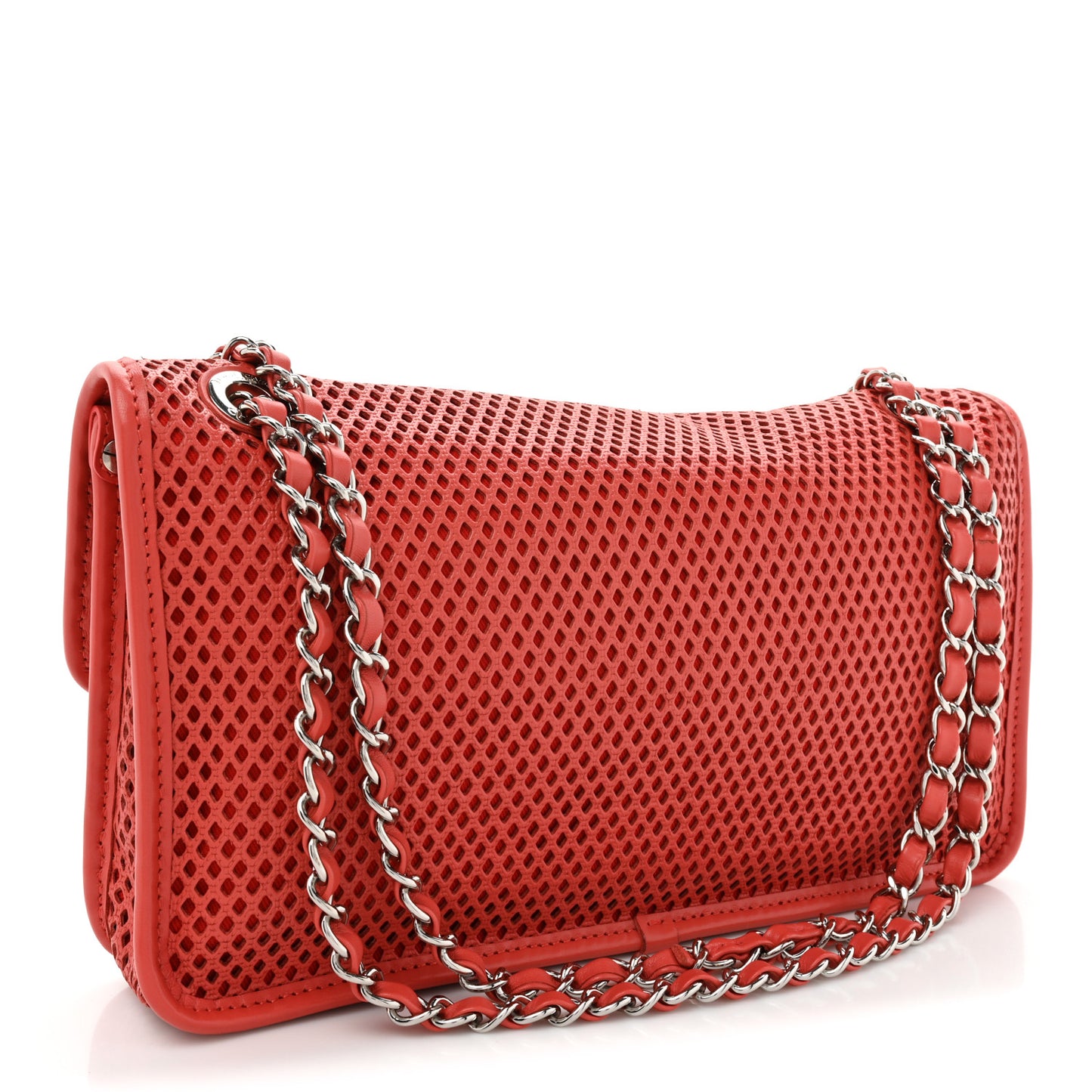 Perforated Calfskin Large Up In The Air Flap Red