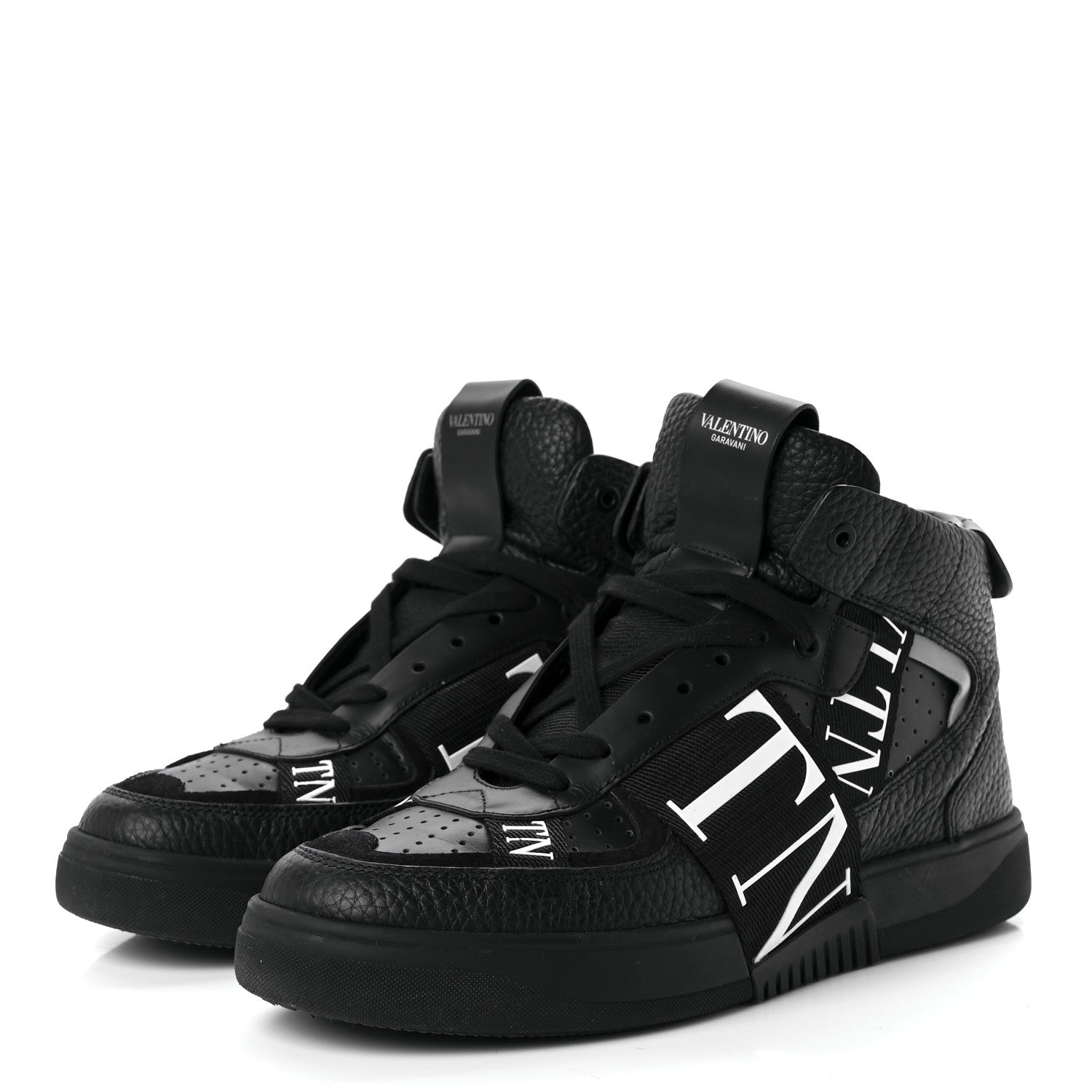 Valentino Garavani Grained Calfskin Mens VL7N Mid-Top Sneakers 40.5 Black White 3 of 8