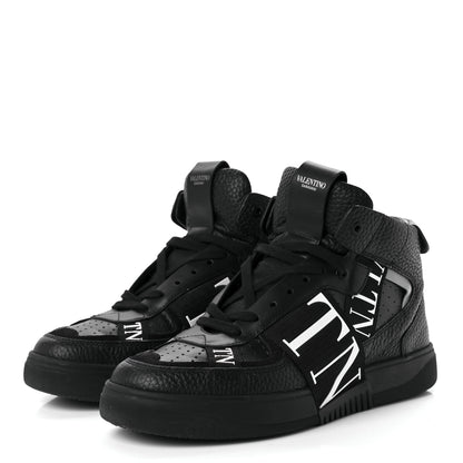Valentino Garavani Grained Calfskin Mens VL7N Mid-Top Sneakers 40.5 Black White 3 of 8