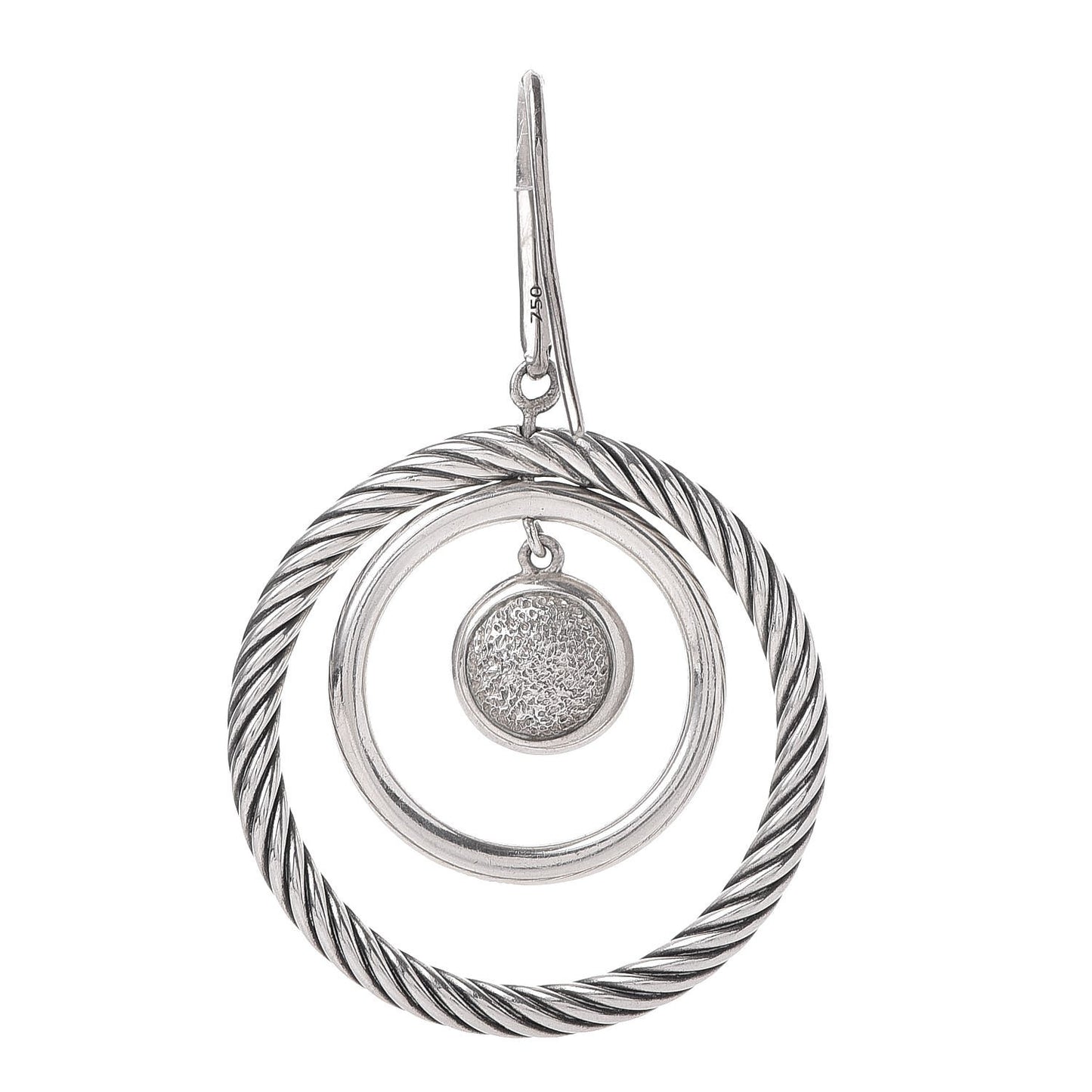 Sterling Silver Black Diamond Mobile Circle Earrings