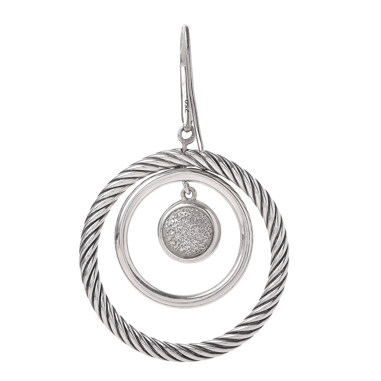 David Yurman Sterling Silver Black Diamond Mobile Circle Earrings 3 of 6