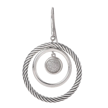 David Yurman Sterling Silver Black Diamond Mobile Circle Earrings 3 of 6