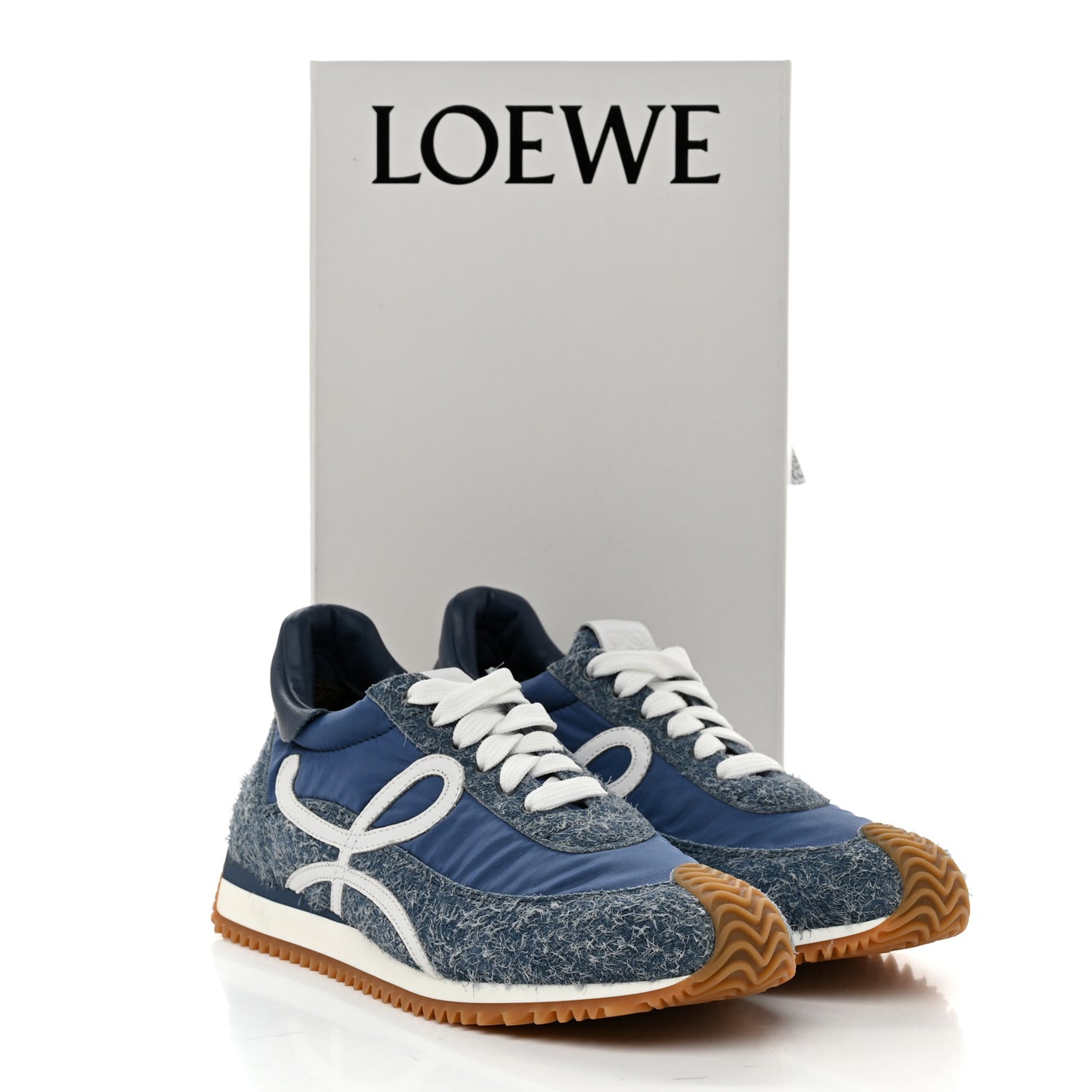 Brushed Suede Nylon Flow Runners Sneakers 38 Raw Denim