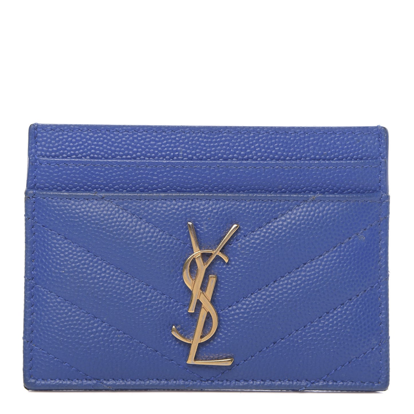 Grain De Poudre Matelasse Monogram Credit Card Case Blue Majorelle