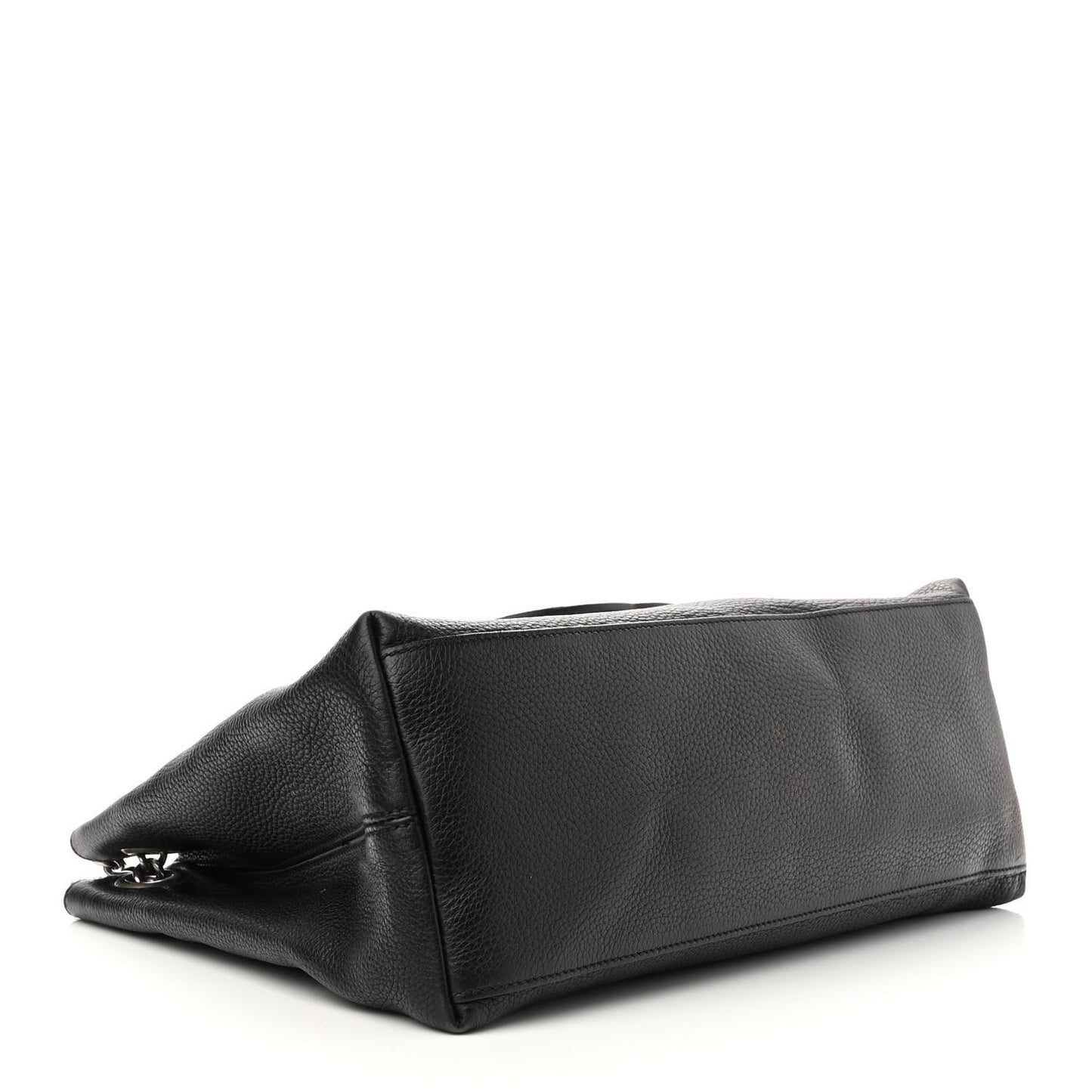 Pebbled Calfskin Studded Medium Soho Chain Shoulder Bag Black