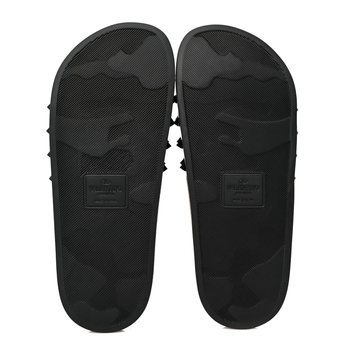 Patent Rubber Mens Rockstud VLogo Slide Sandals 40 Black
