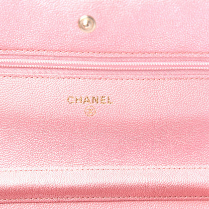 Chanel Iridescent Caviar Quilted Wallet on Chain WOC Rose Pink 6 of 12