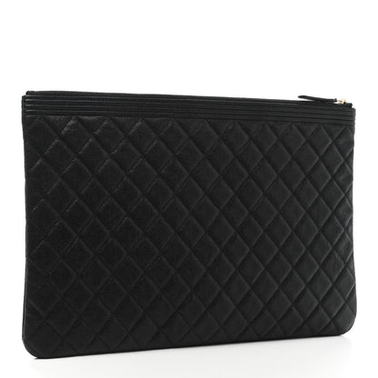 Chanel Lambskin Quilted Large Boy Zip Pouch Black 3 of 8