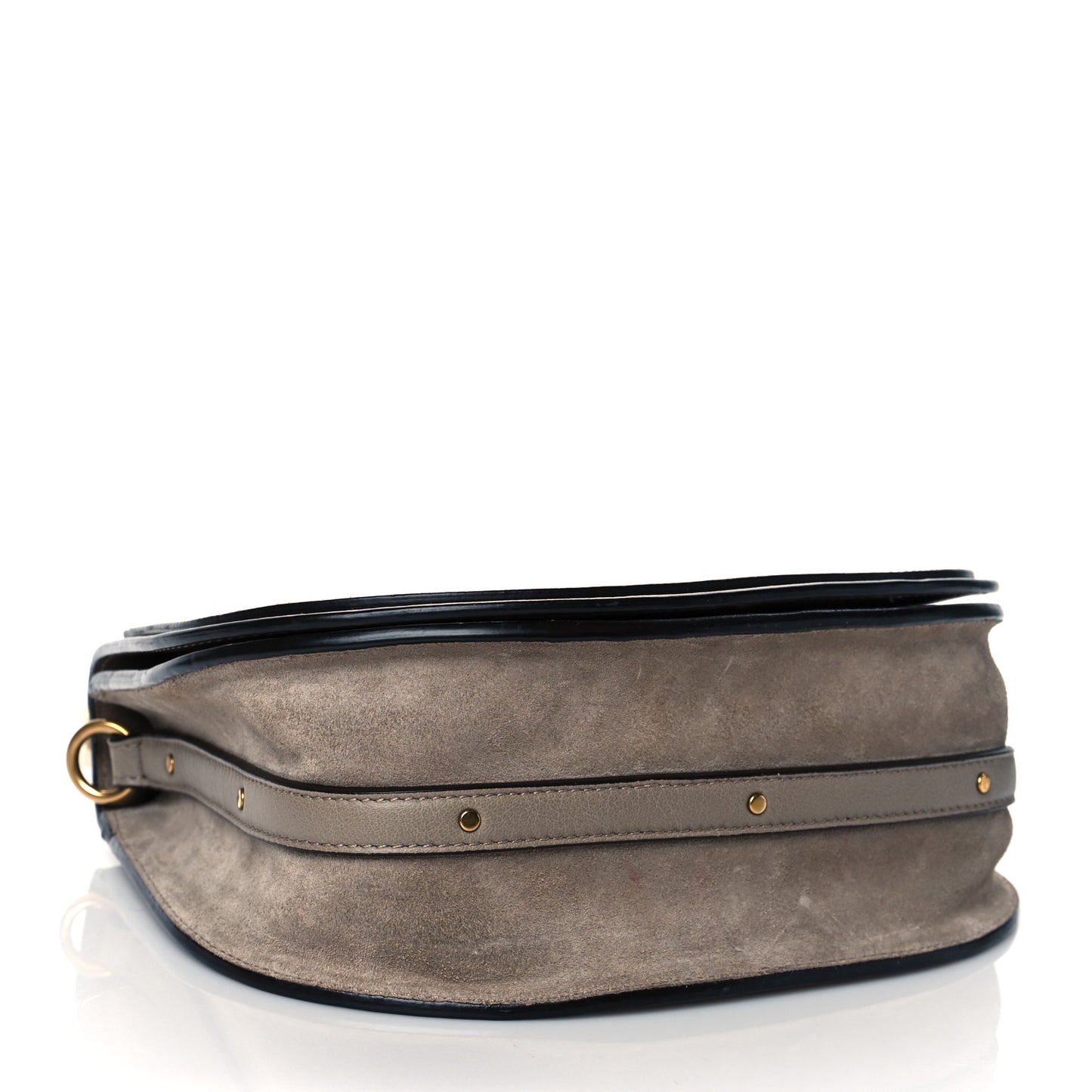 Calfskin Suede Medium Nile Bracelet Bag Motty Grey