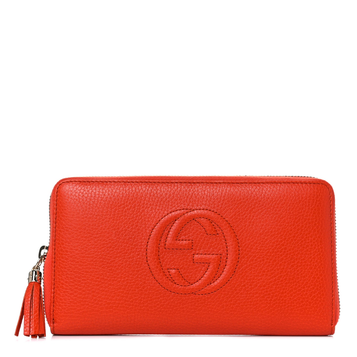 Pebbled Calfskin Soho Zip Around Wallet Sun Orange