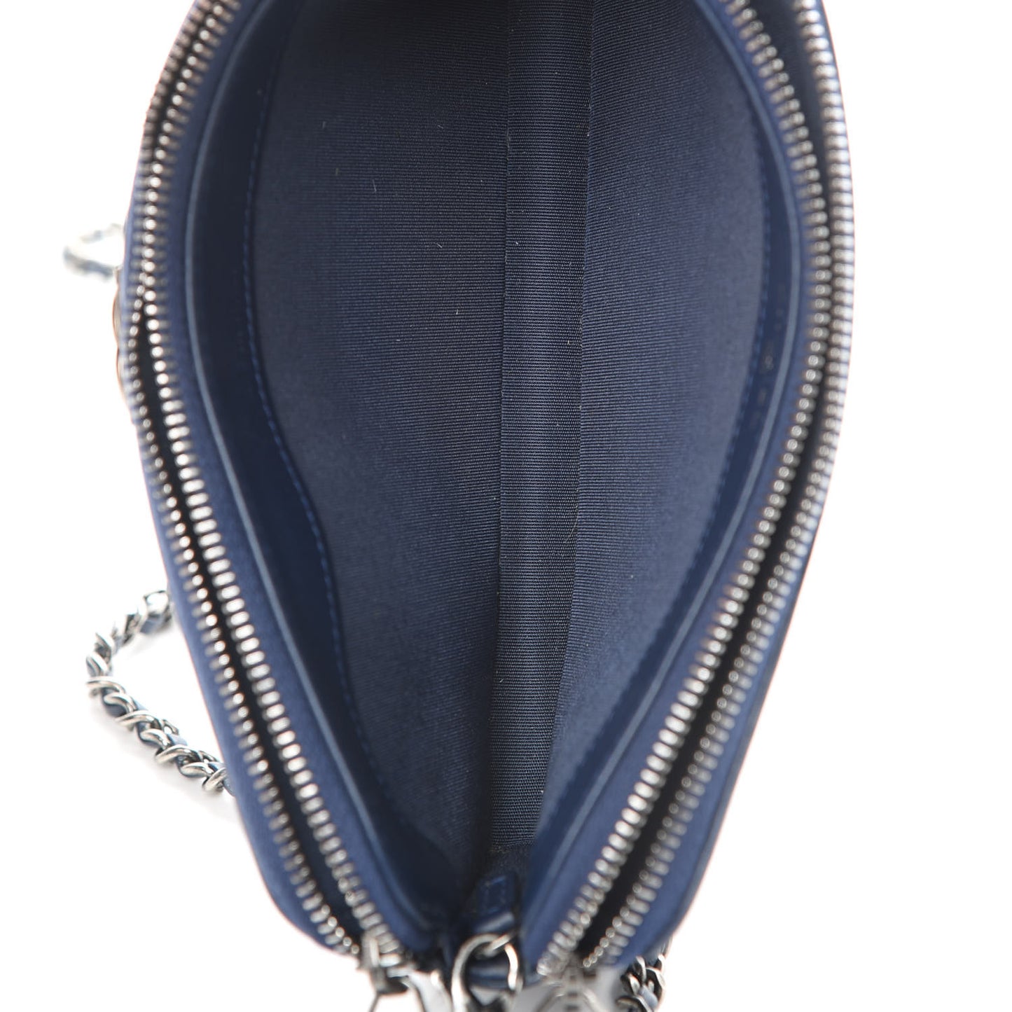 Calfskin Quilted Small Boy Clutch With Chain Navy