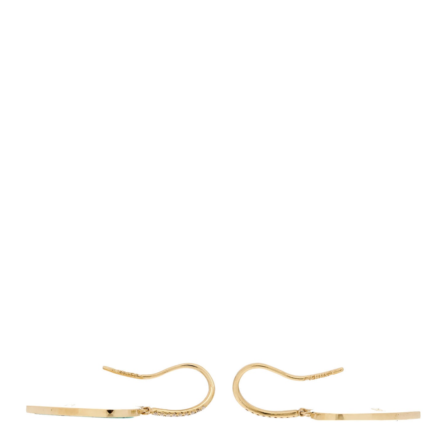 18K Yellow Gold Diamond Turquoise Inlay Heart Earrings