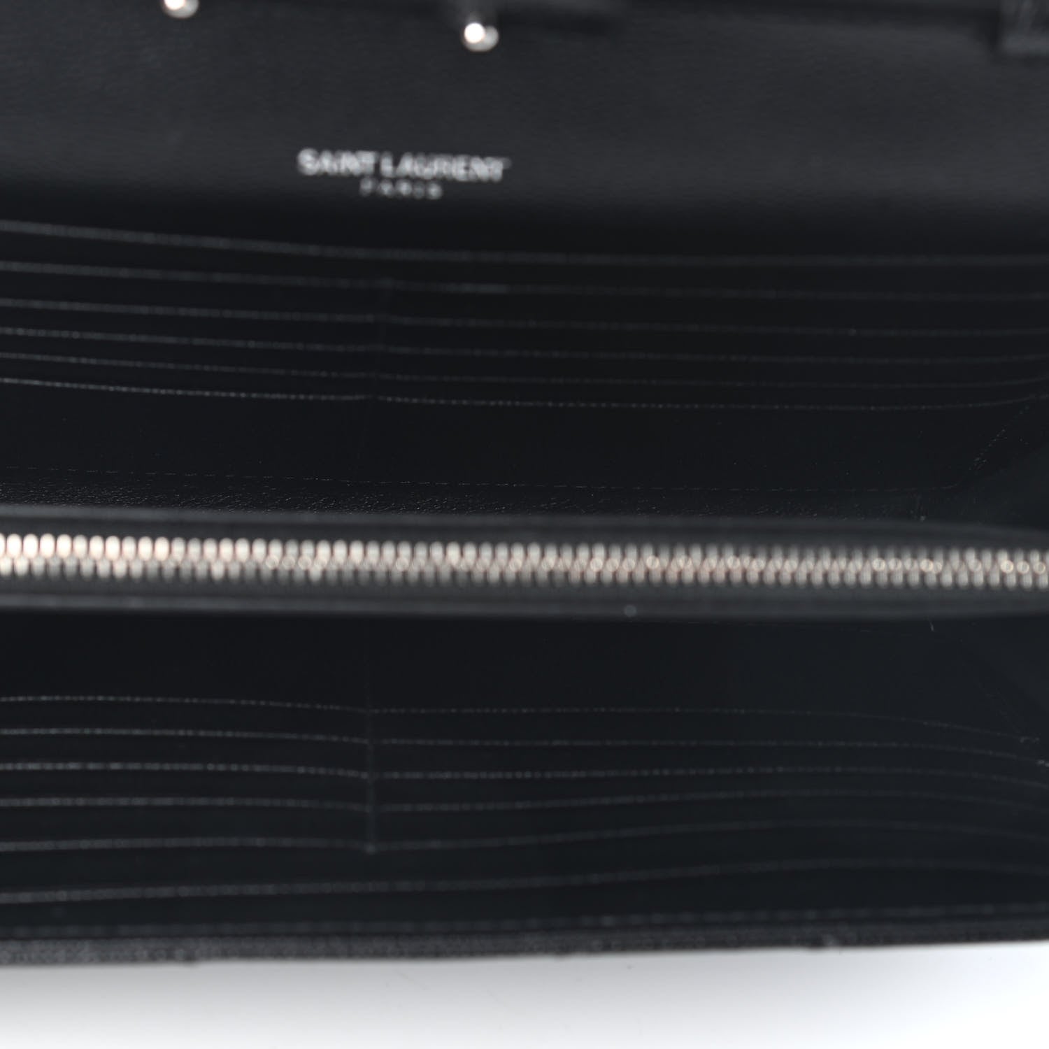 Saint Laurent Grain De Poudre Matelasse Chevron Monogram Chain Wallet Black 5 of 8