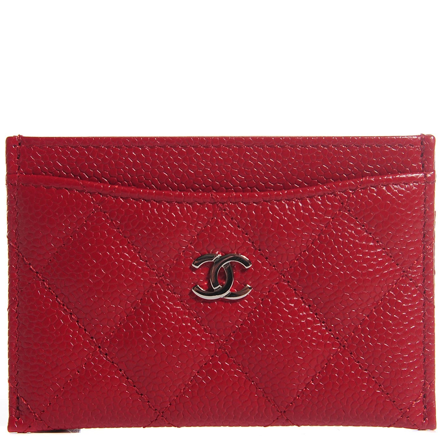 Caviar Quilted Card Holder Red