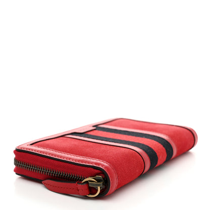 Gucci Suede Patent Web Ophidia Zip Around Wallet Hibiscus Red 4 of 8
