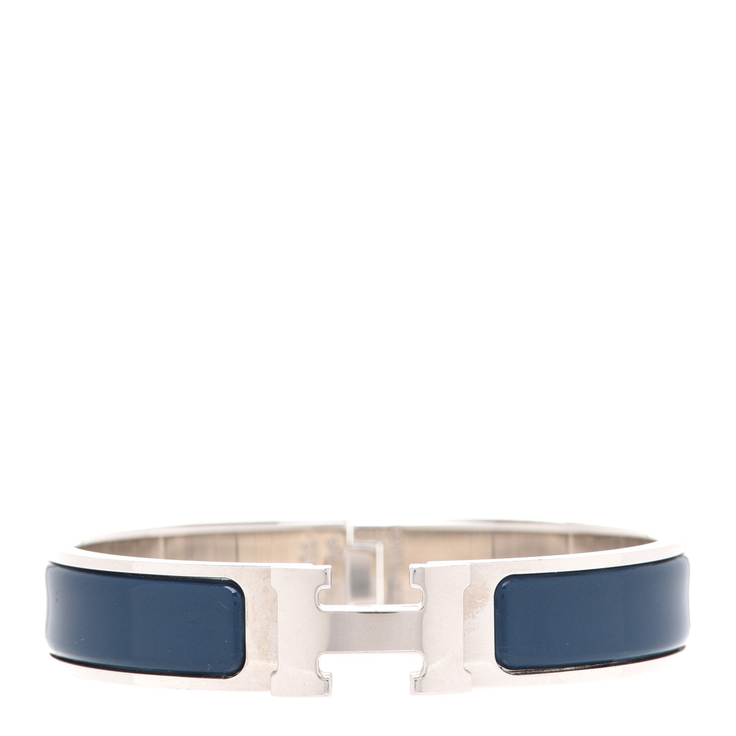 Hermes Narrow Enamel Clic Clac H Bracelet PM Bleu De Genes 1 of 6