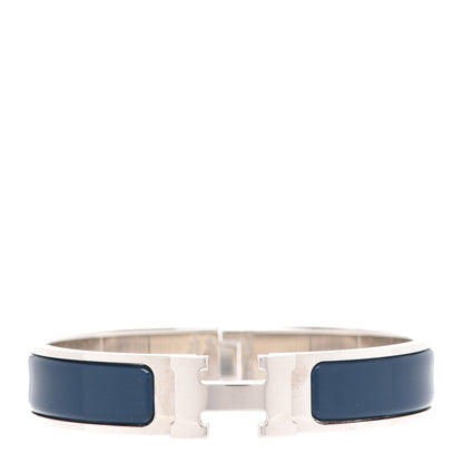 Hermes Narrow Enamel Clic Clac H Bracelet PM Bleu De Genes 1 of 6