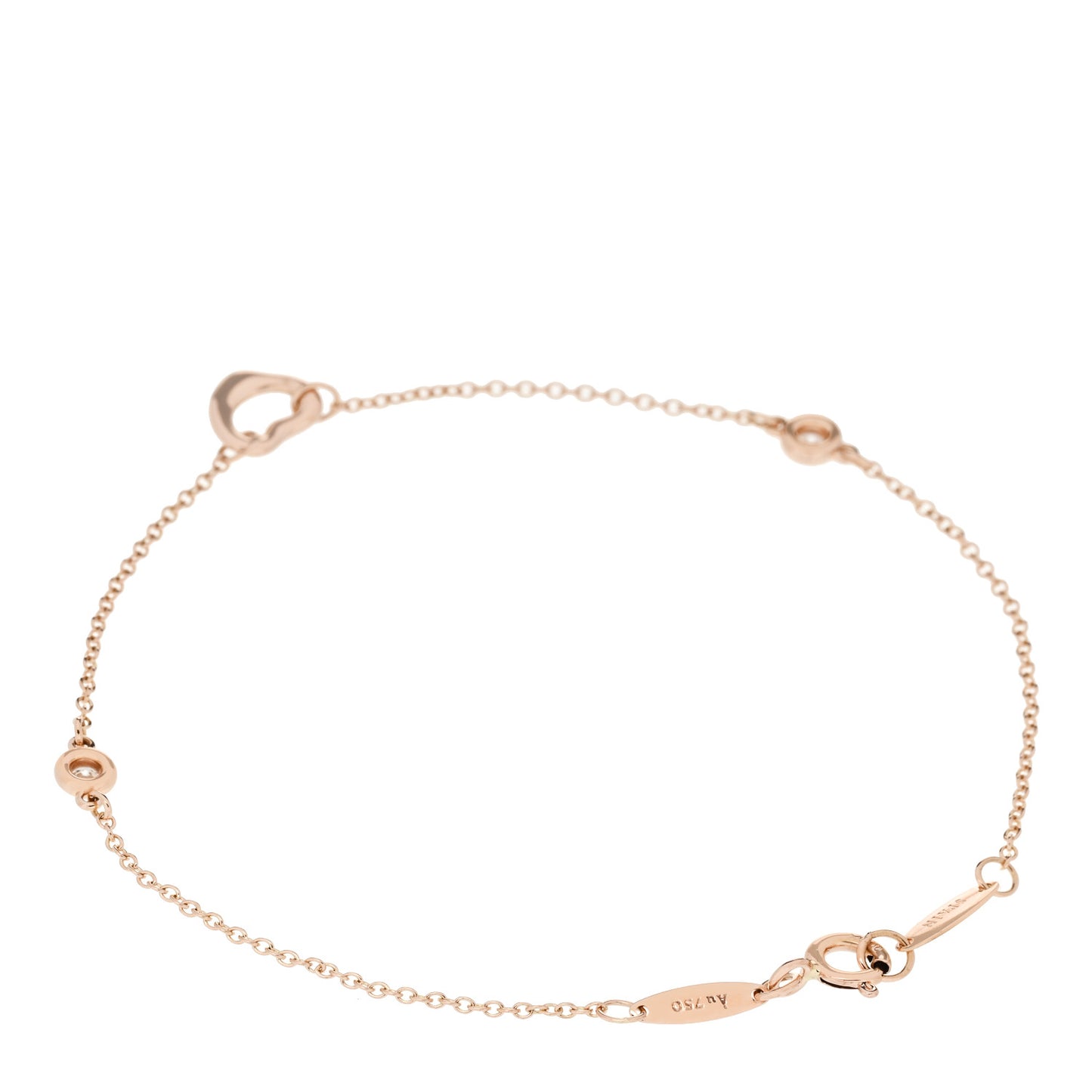 18K Rose Gold Diamond Elsa Peretti Diamonds by the Yard Open Heart Bracelet