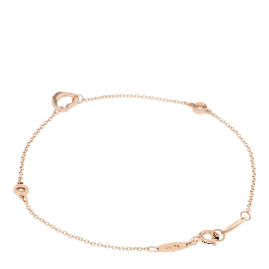 18K Rose Gold Diamond Elsa Peretti Diamonds by the Yard Open Heart Bracelet